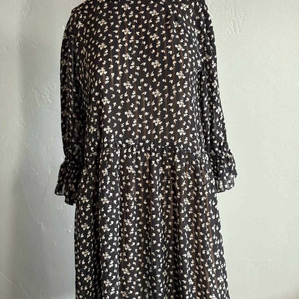 LeBrand Black Floral Babydoll Dress Size S